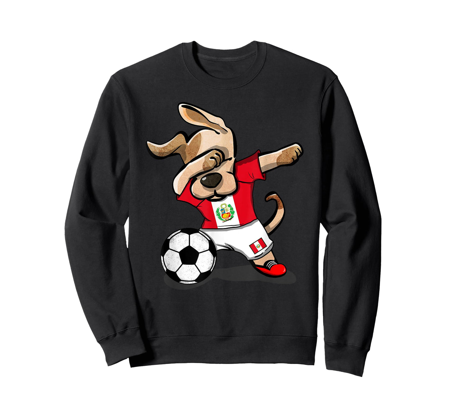 Dabbing Dog Peru Soccer Fans Jersey Peruvian Flag Football T-Shirt
