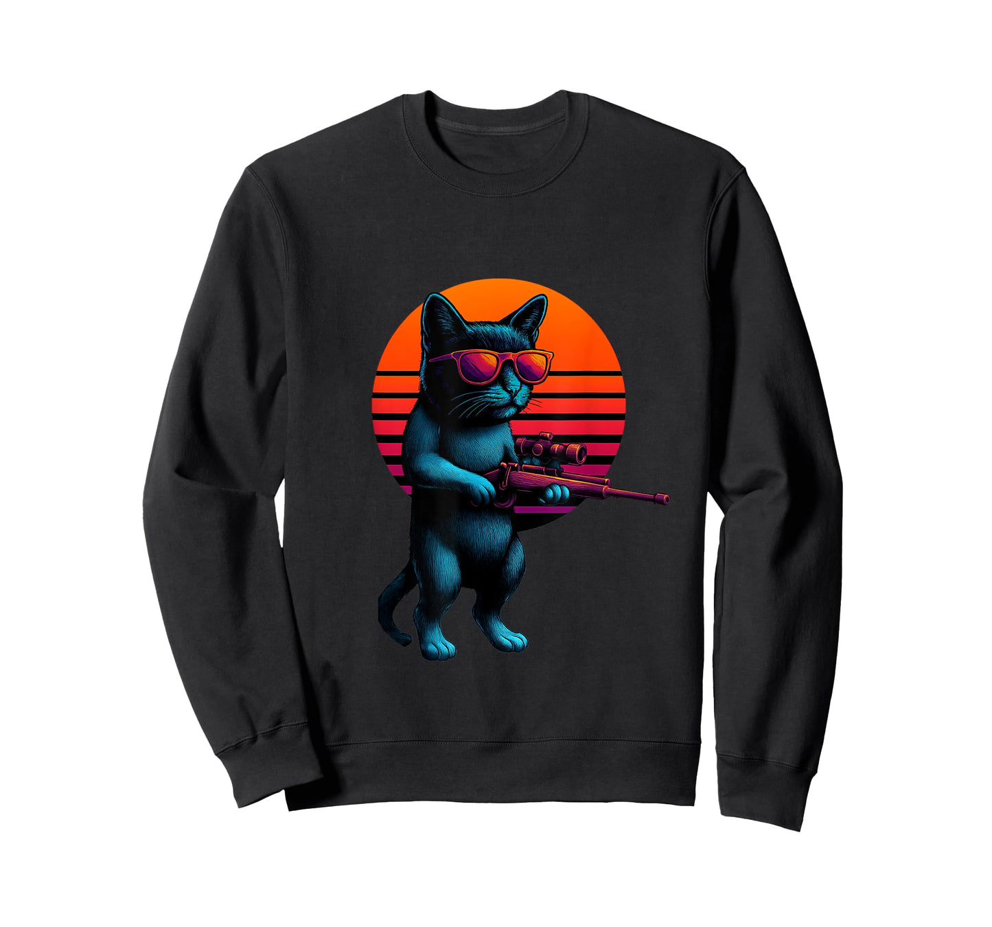 Retro Cat With Rifle Sport Shooting Shooter T-Shirt