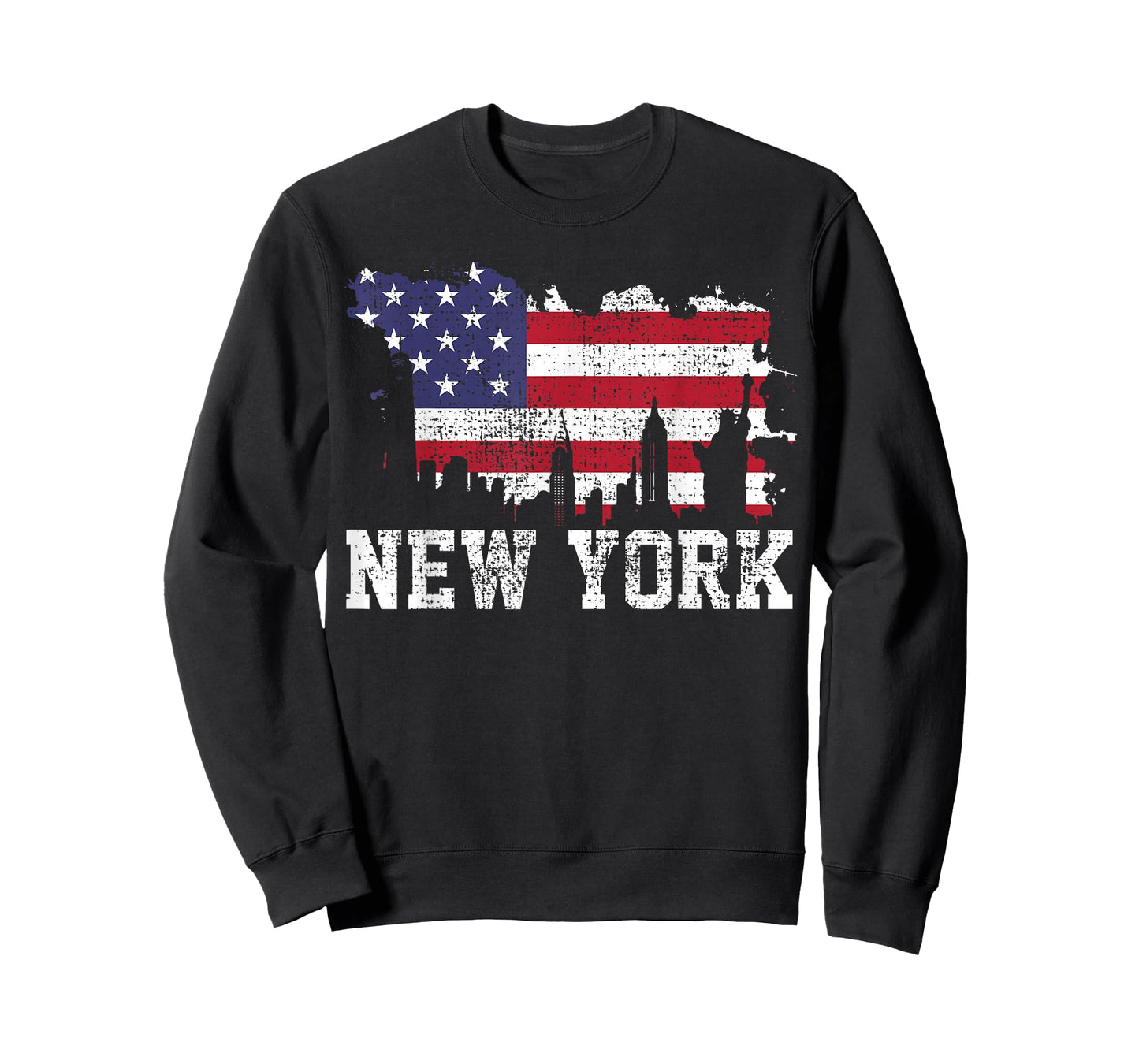 Vintage New York City NYC Skyline USA Flag America Gift T-Shirt