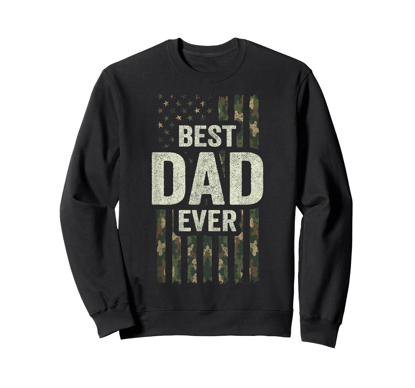 Outdoors Dad Flag - Best Dad Ever - Camo American Flag T-Shirt