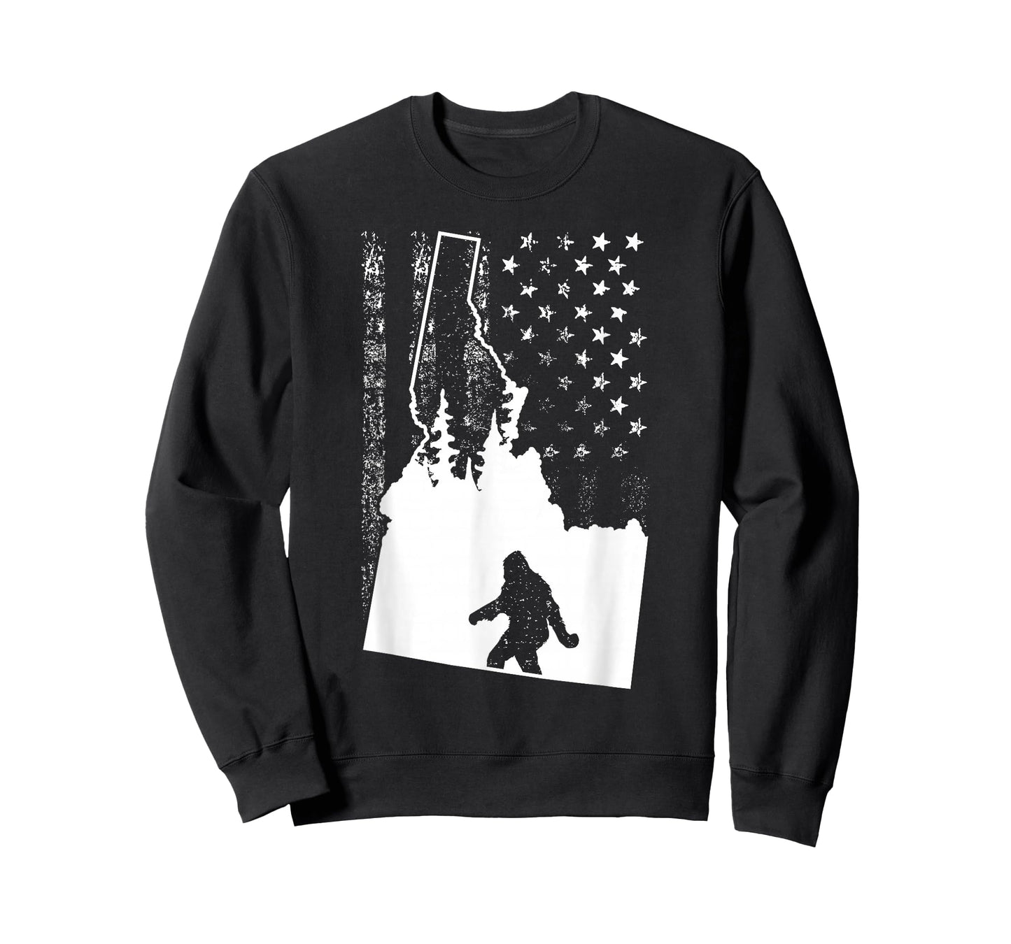 Idaho Bigfoot American Flag Silhouette Sasquatch Usa Flag T-Shirt