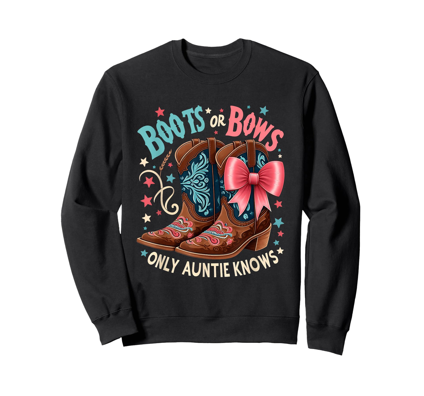 Boots Or Bows Only Auntie Knows Aunt Baby Announcement T-Shirt