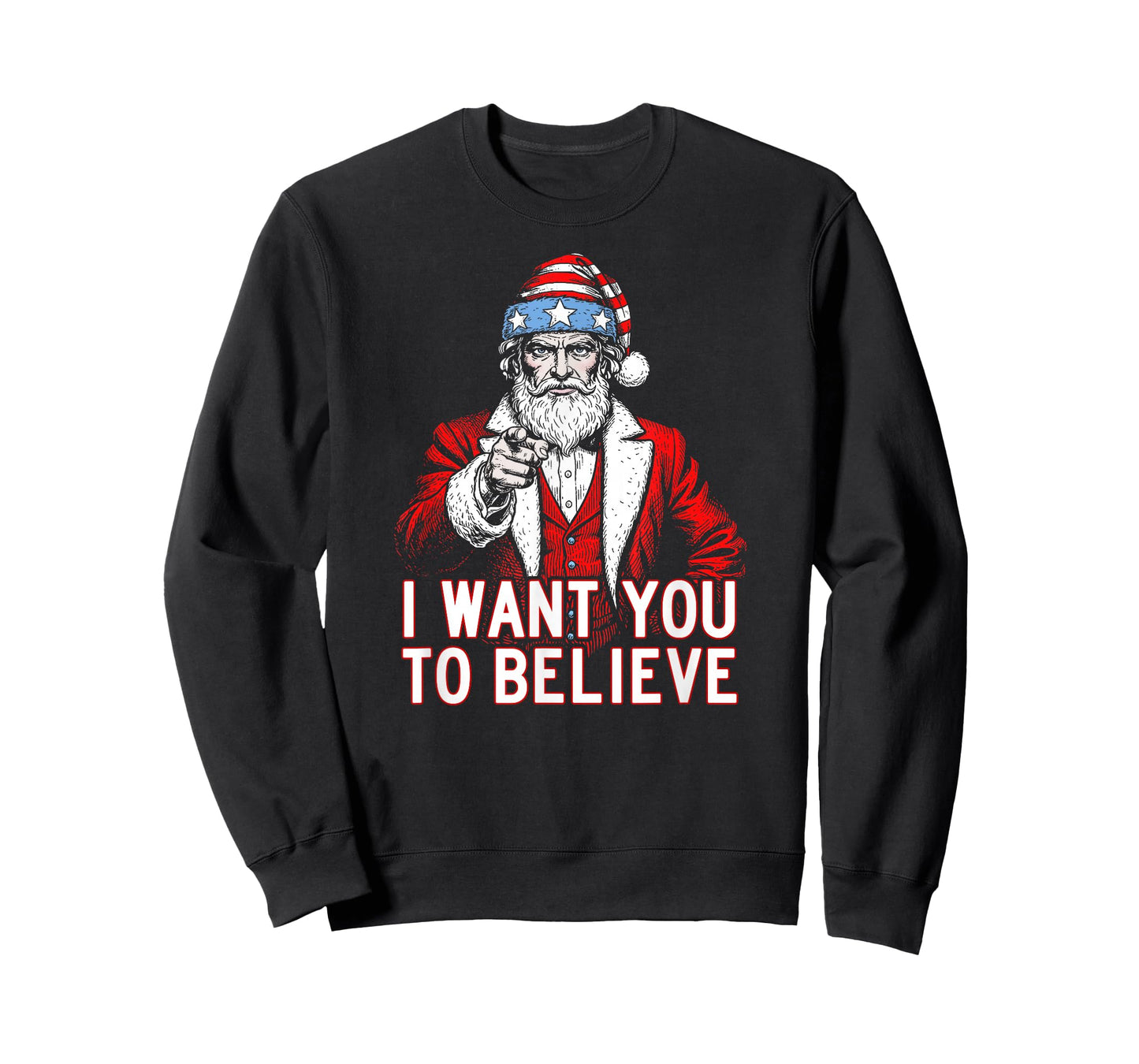 Patriotic Santa Uncle Sam Christmas Shirt- Xmas Believe USA T-Shirt