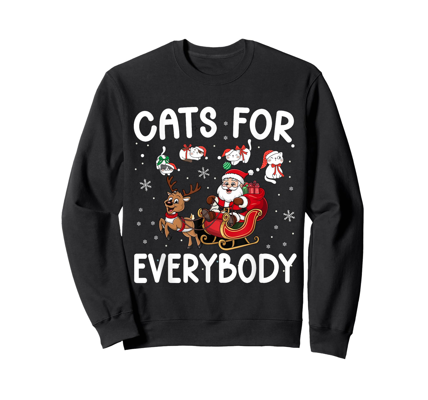 Cats For Everybody Christmas Cat Funny Christmas T-Shirt
