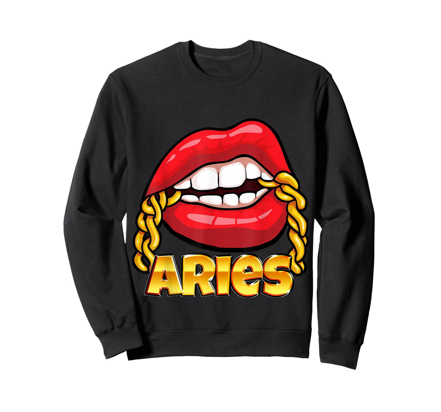 Juicy Lips Gold Chain Aries Zodiac Sign T-Shirt