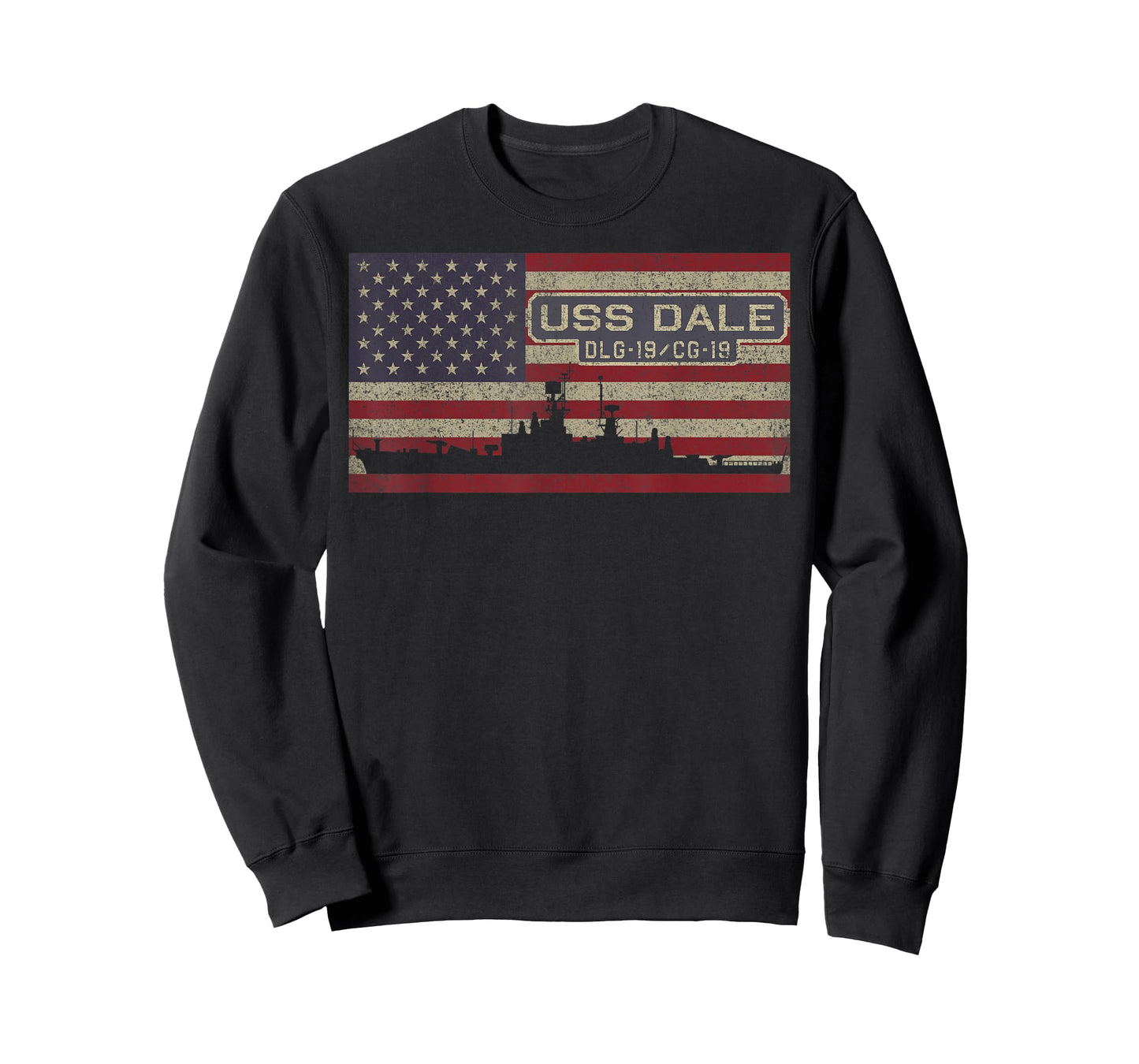 USS Dale DLG-19 CG-19 Destroyer Cruiser Ship USA Flag T-Shirt for Women Kids Men