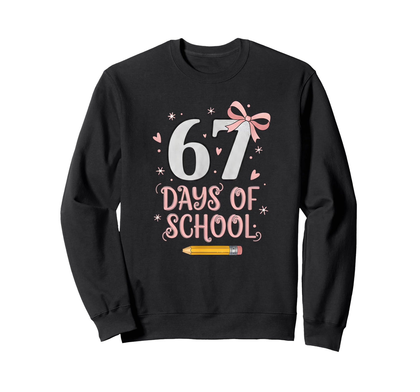 67 Days of School Retro Bow Kids Teachers 67 Meme Humor 6 7 T-Shirt