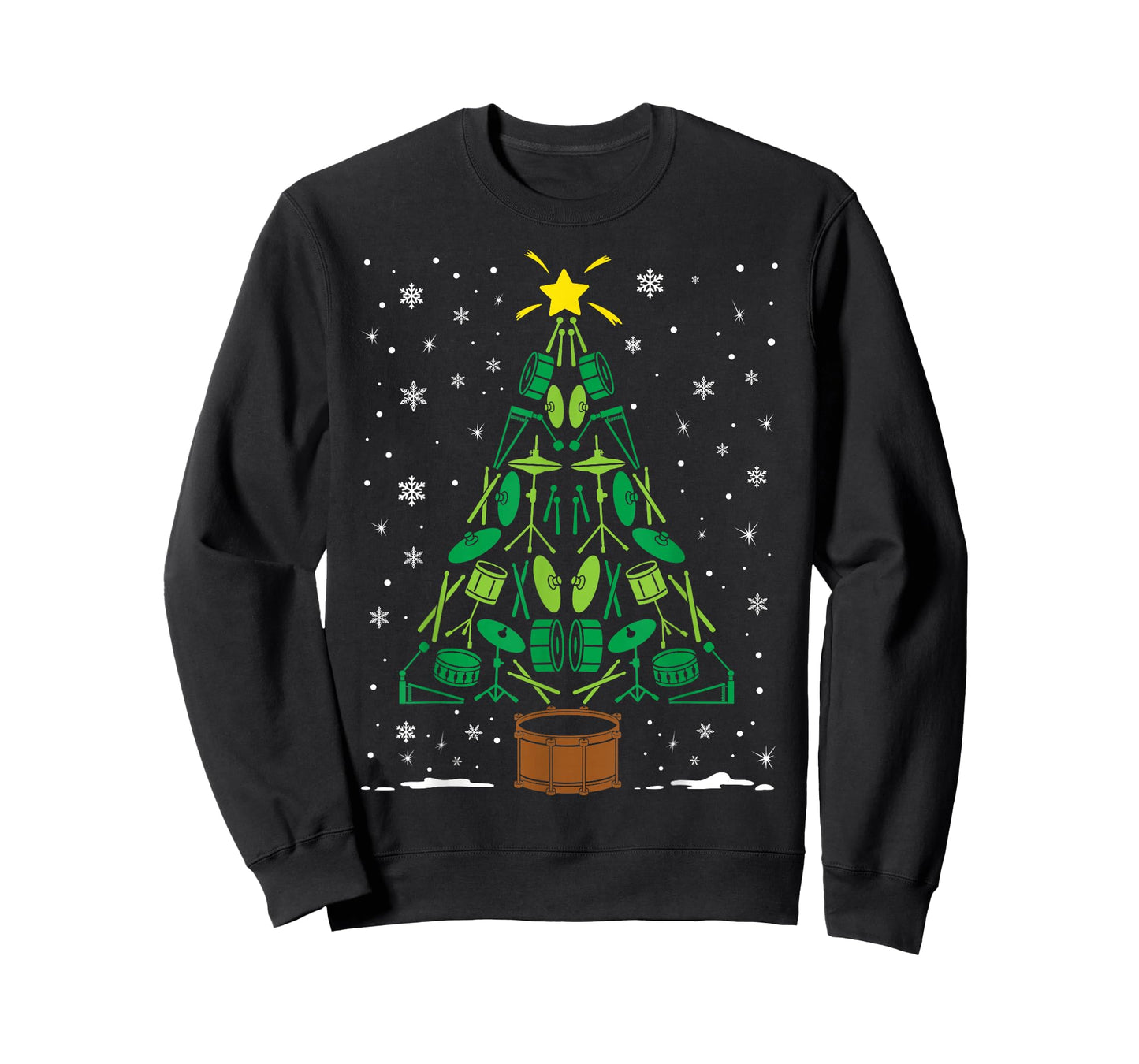 Drummer Christmas Tree Marching Band Holiday Matching Family T-Shirt