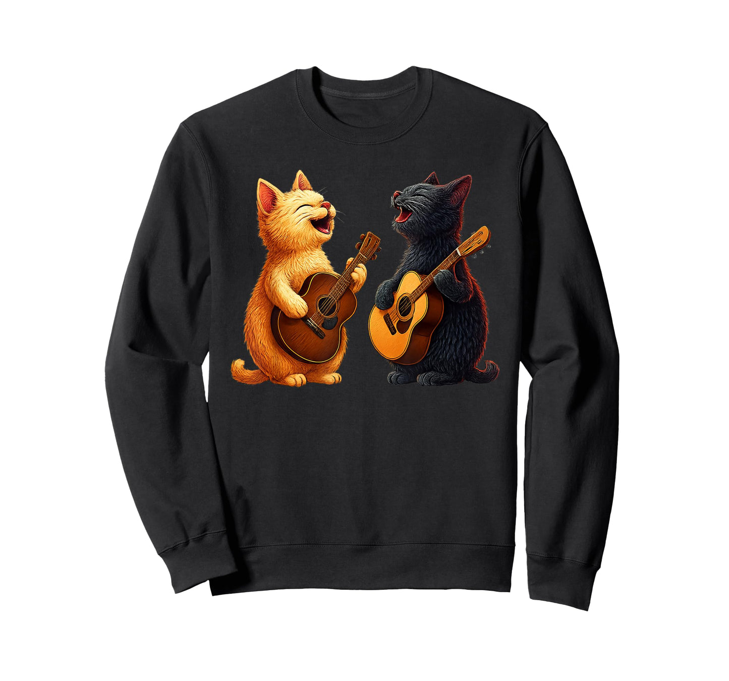 Cute Cats Playing Guitar Musician Music T-Shirt
