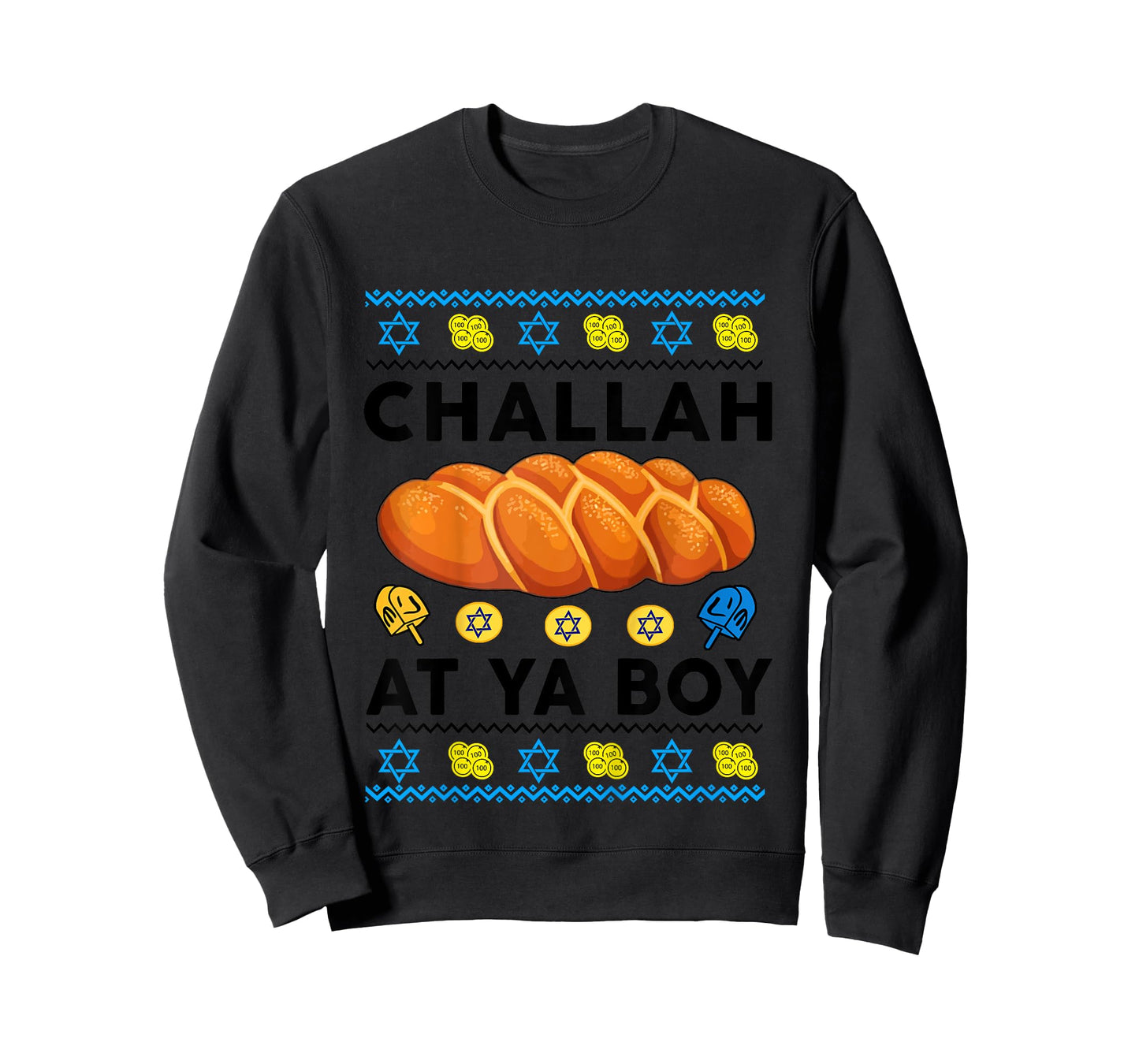 Kids Ugly Hanukkah Sweater Challah At Ya Boy Baby Toddler Gift T-Shirt