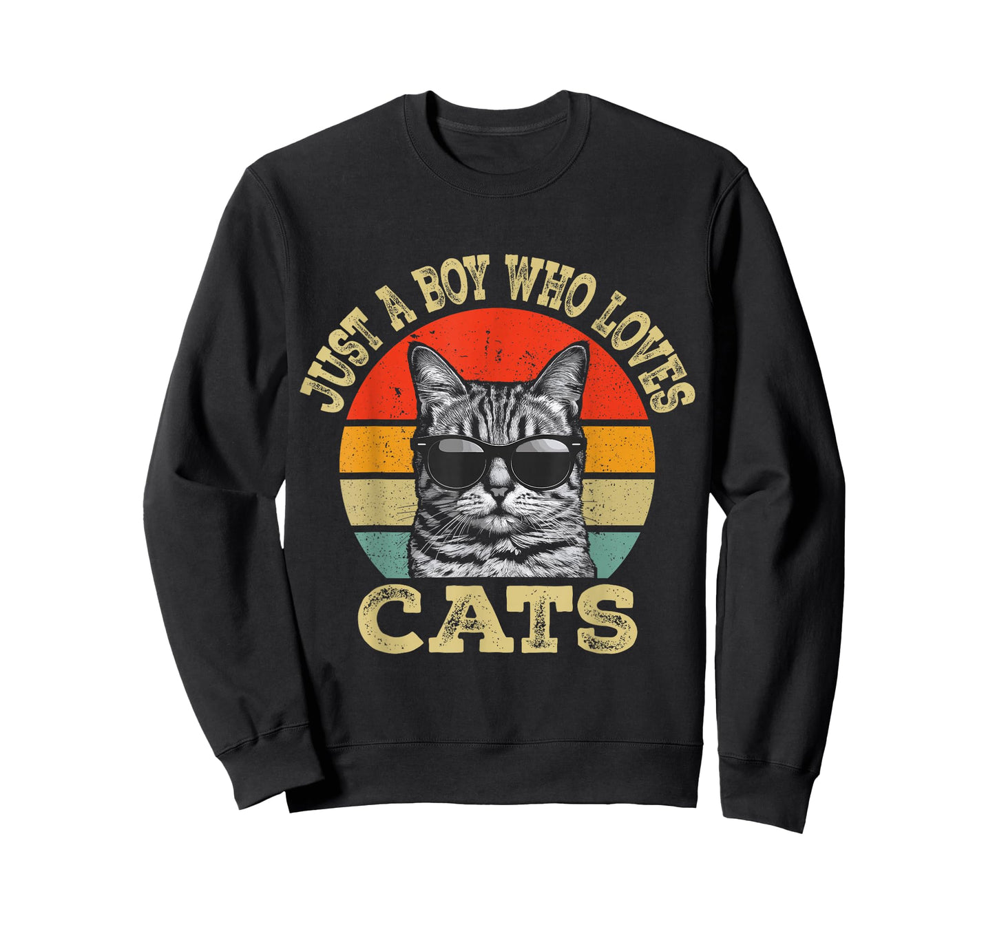 Vintage Just A Boy Who Loves Cats Boy Kid Cat Lover for Boys T-Shirt