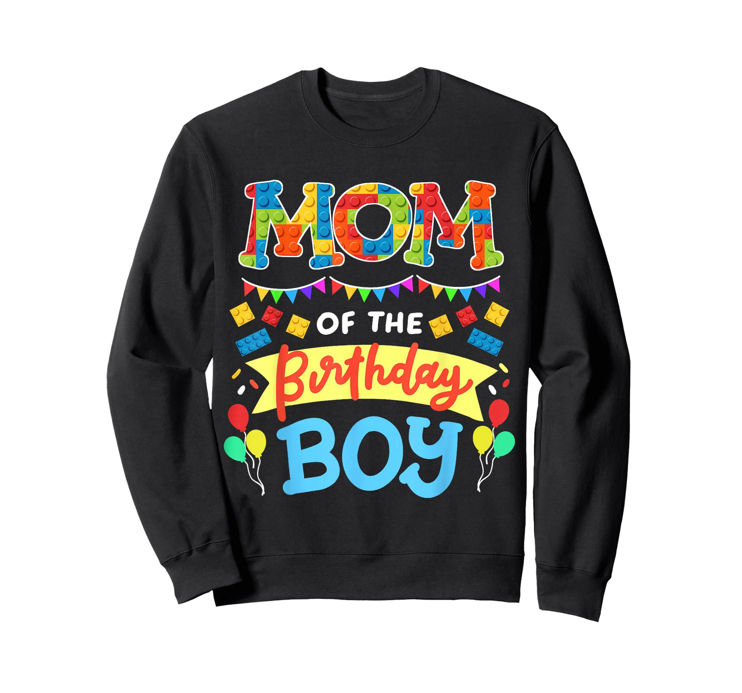 Mom of The Birthday Boy Building Blocks Bricks Family Women T-Shirt