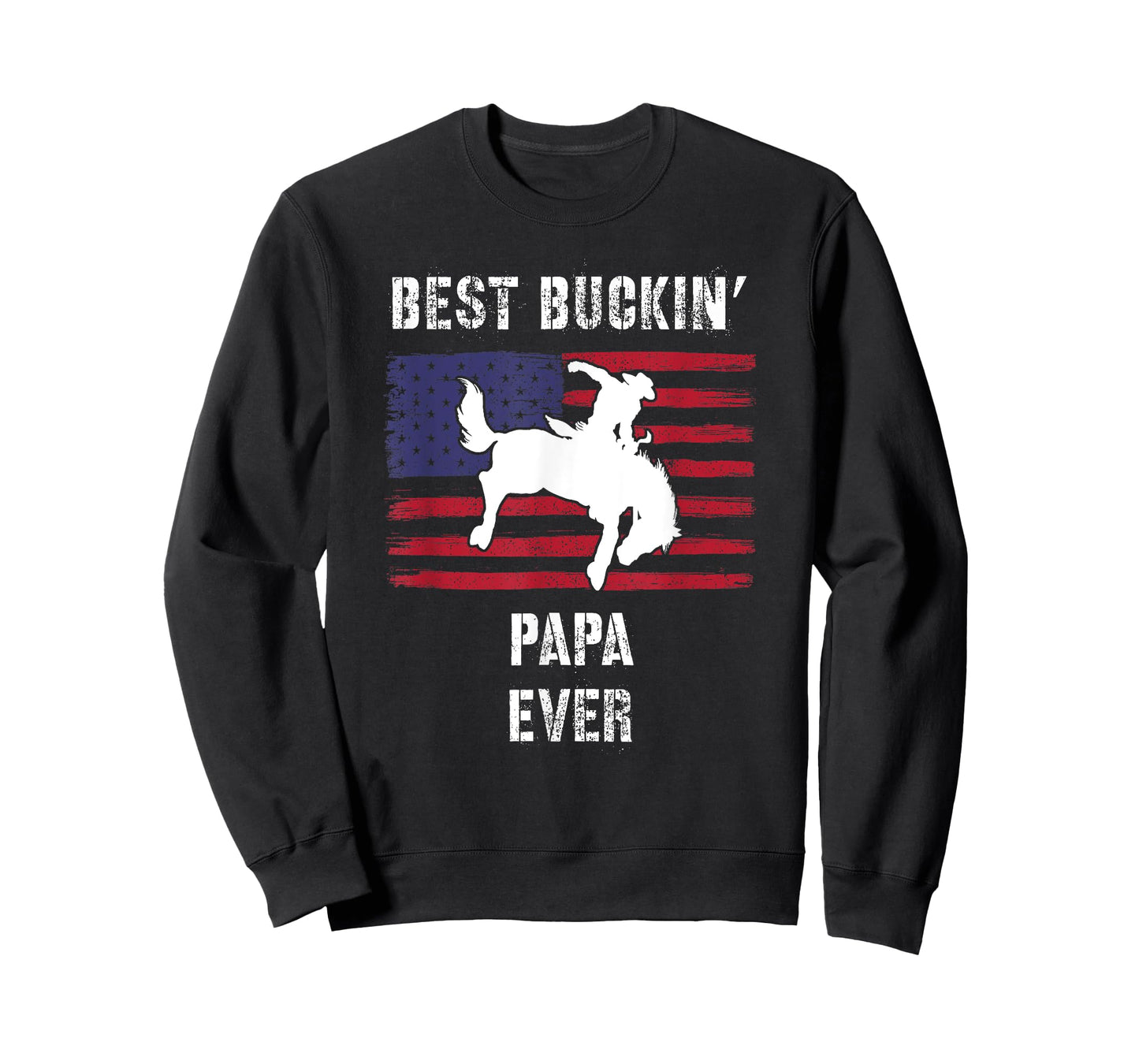 Best Buckin' Papa Ever American Flag Rodeo Cowboy Western T-Shirt