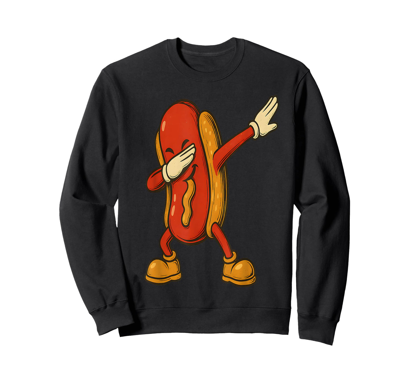 Funny Dabbing Hot Dog Cartoon Food Meme Art T-Shirt