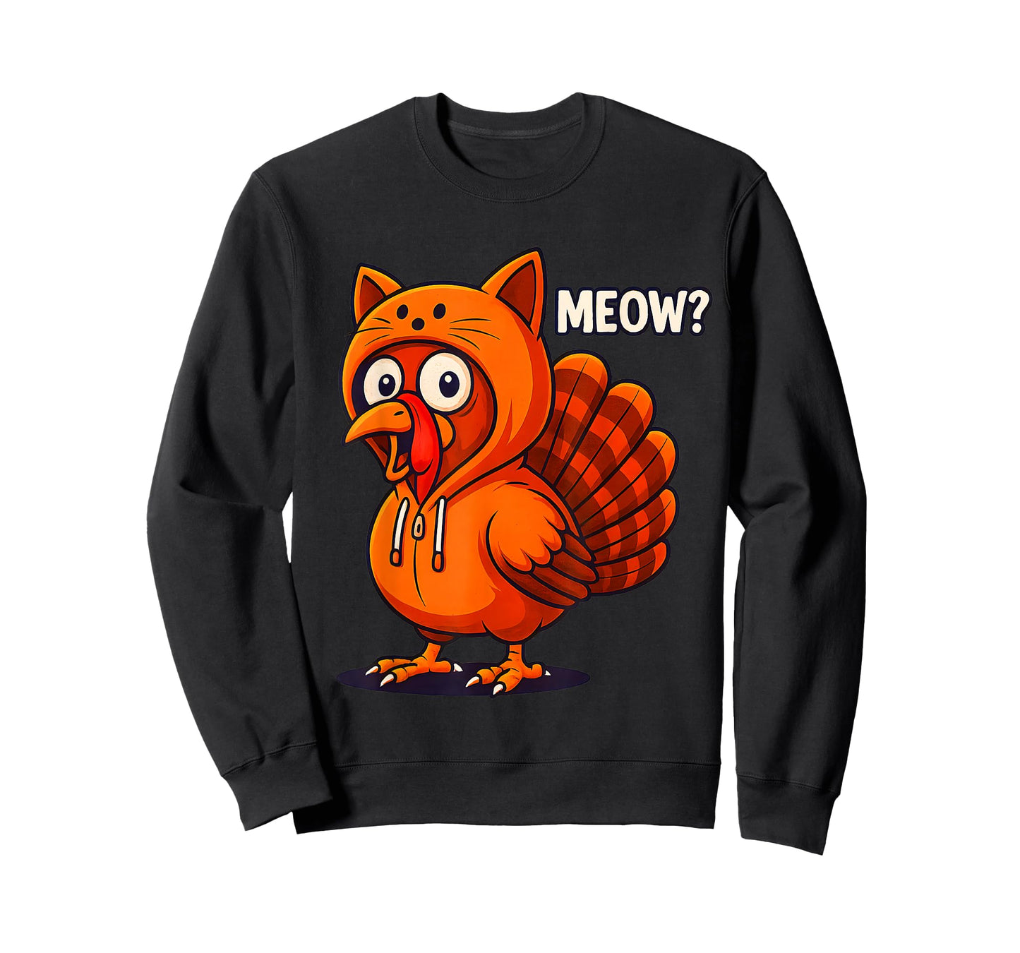 Funny cat Thanksgiving Meow Turkey for Kids Men Women T-Shirt