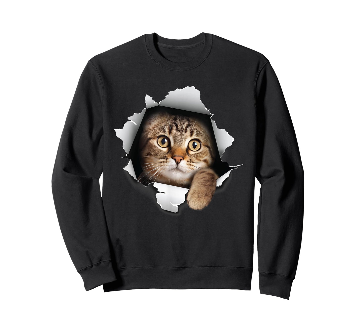 Cat Looking Through Hole - Cat Lover Kitten Owner Kitty T-Shirt for Men Women Kids