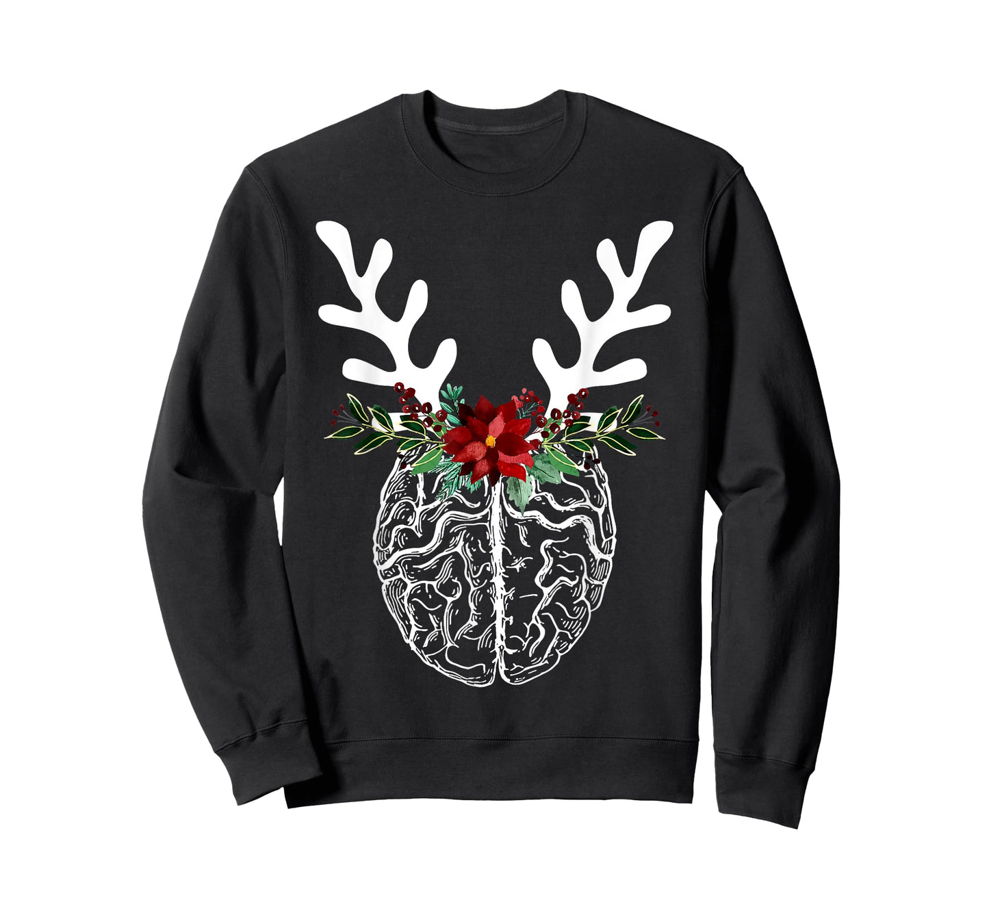 Anatomy Brain Floral Reindeer Christmas Neurology Nurse T-Shirt
