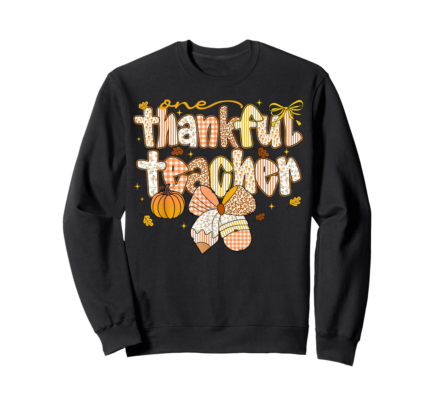 One Thankful Teacher Coquette Bow Pumpkin Thanksgiving Funny T-Shirt