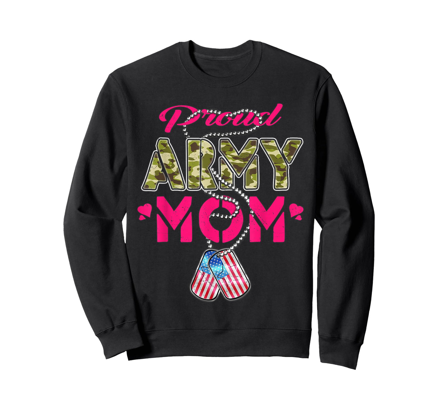 Proud Army Mom US Flag Camo Dog Tags Military Mother T-Shirt
