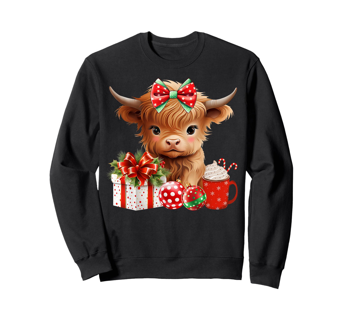 Cute Baby Highland Cow Merry Christmas Farmer Cow Xmas T-Shirt