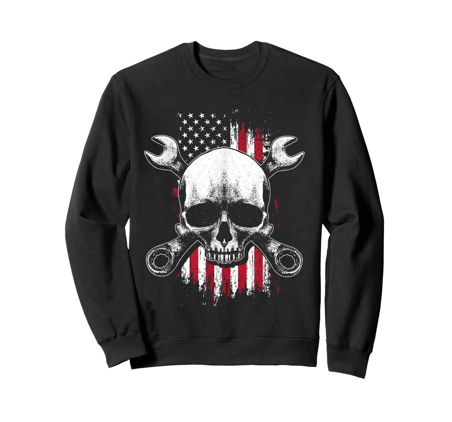 US American Flag | Wrench Tools | Garage Skeleton Mechanic T-Shirt