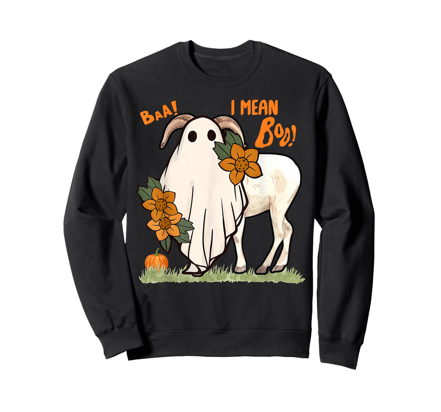 Baa I Mean Boo Halloween Goat Ghost Farmer Animal Scary T-Shirt