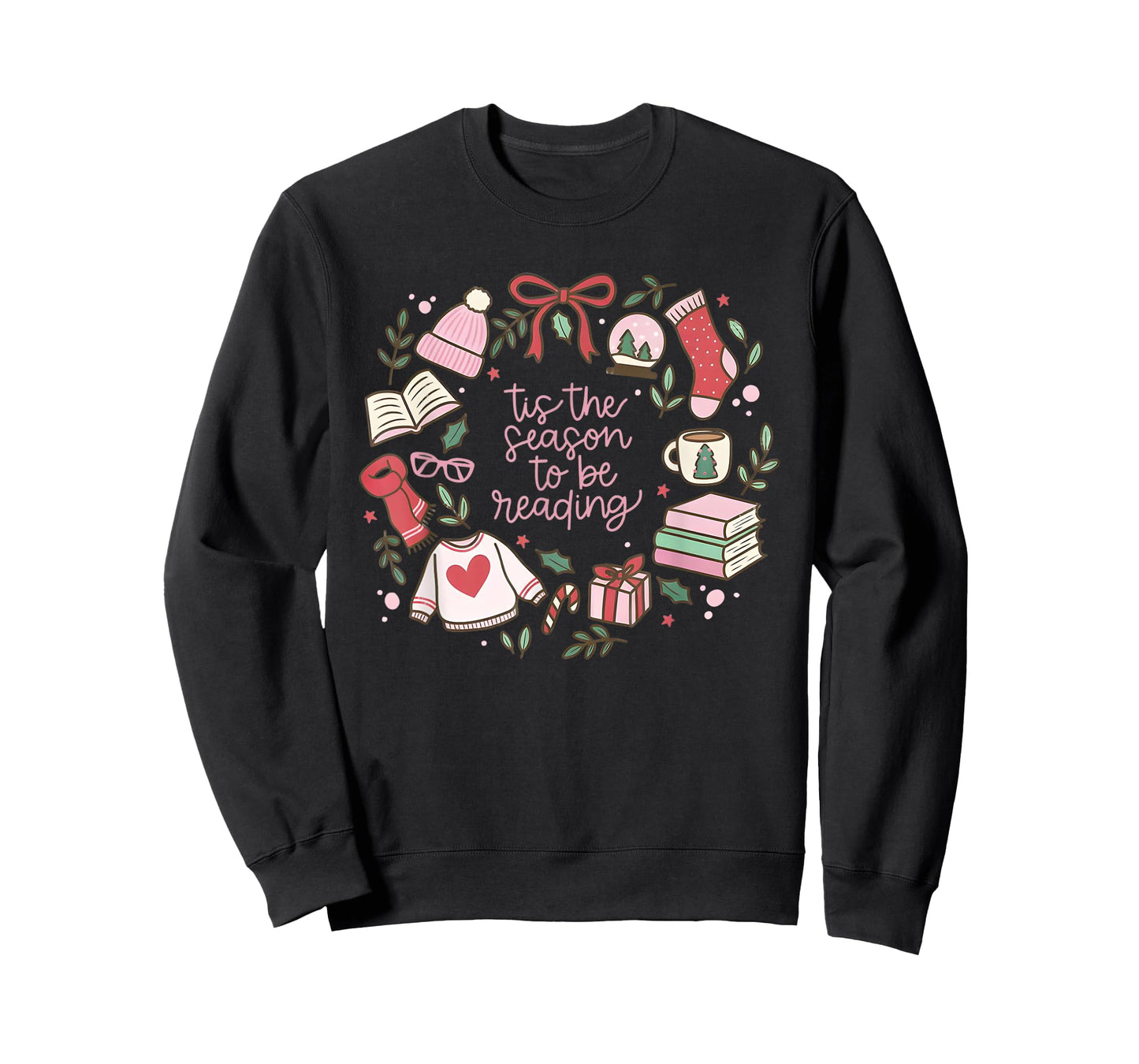 Funny Xmas Tis The Season to Be Reading Books Pajamas T-Shirt