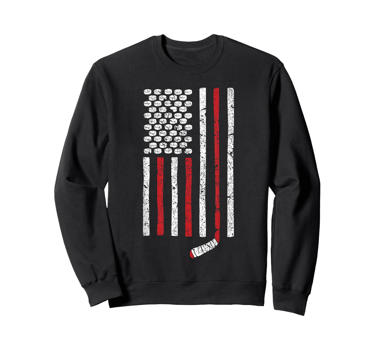 Hockey Stick and Puck American Flag T-Shirt