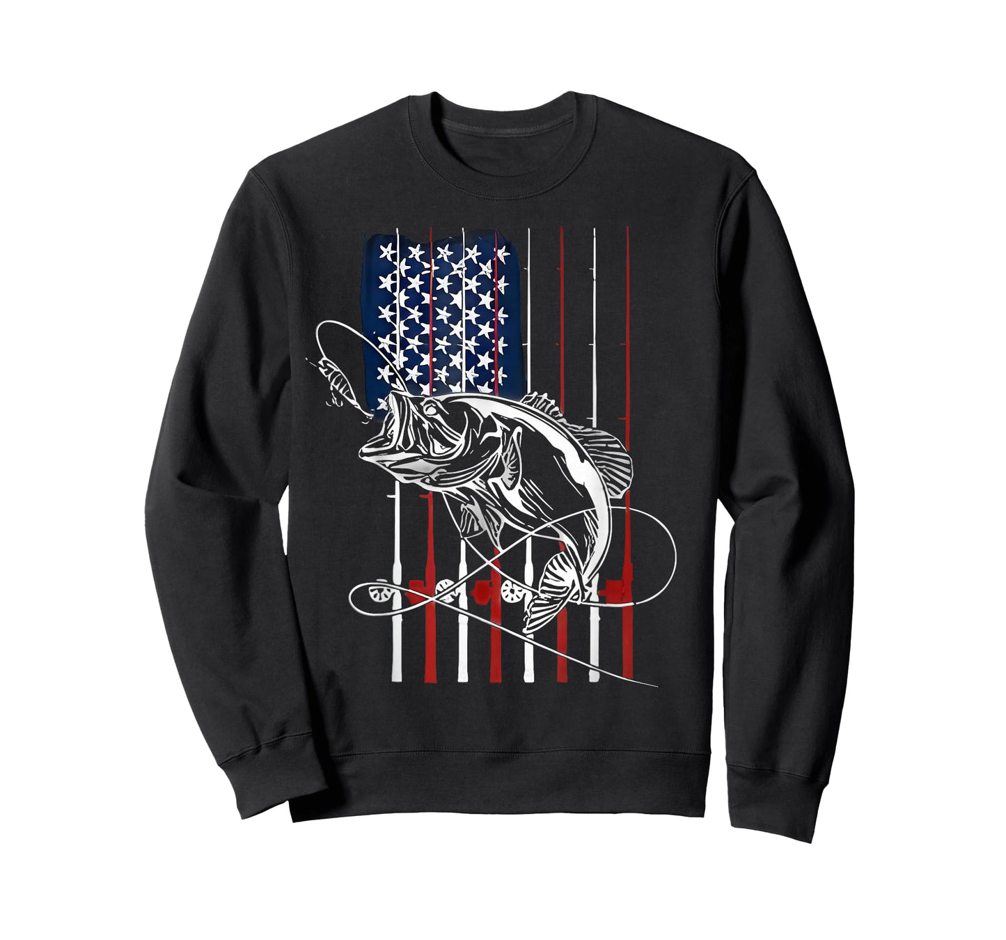 Fishing American Flag Vintage USA Bass Fisherman T-Shirt