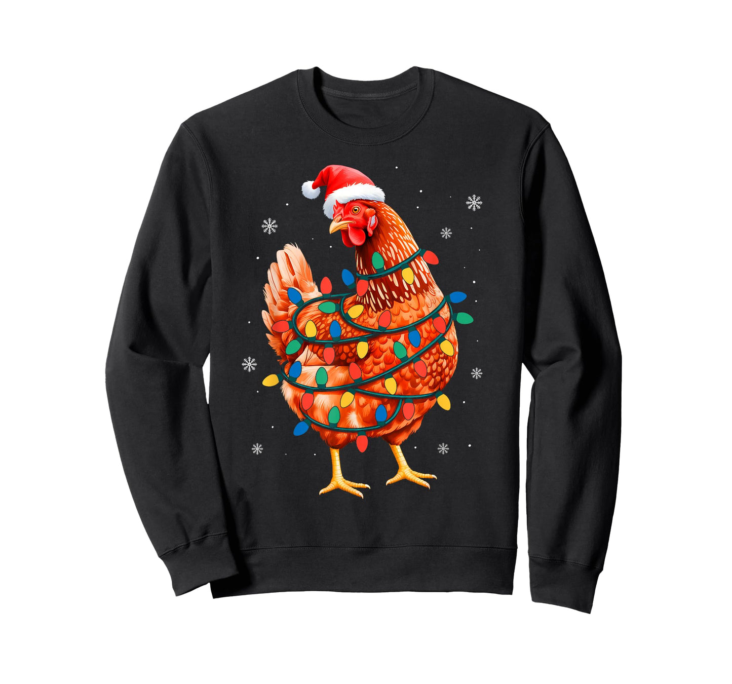Chicken Christmas Tree Lights Farm Animal Santa Xmas Pajamas T-Shirt
