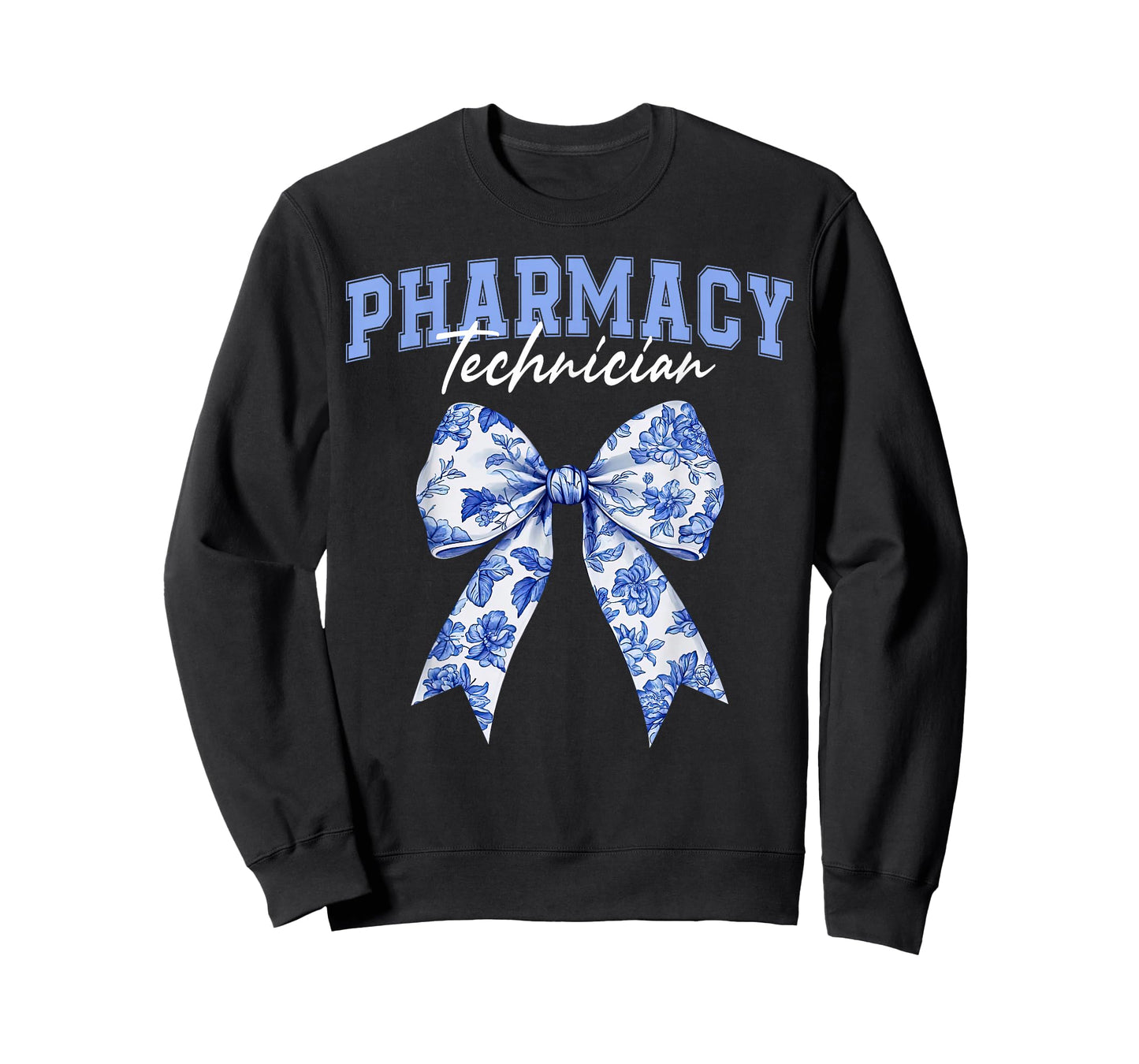Cute Floral Blue Coquette Bow Pharmacy Technician Cpht T-Shirt