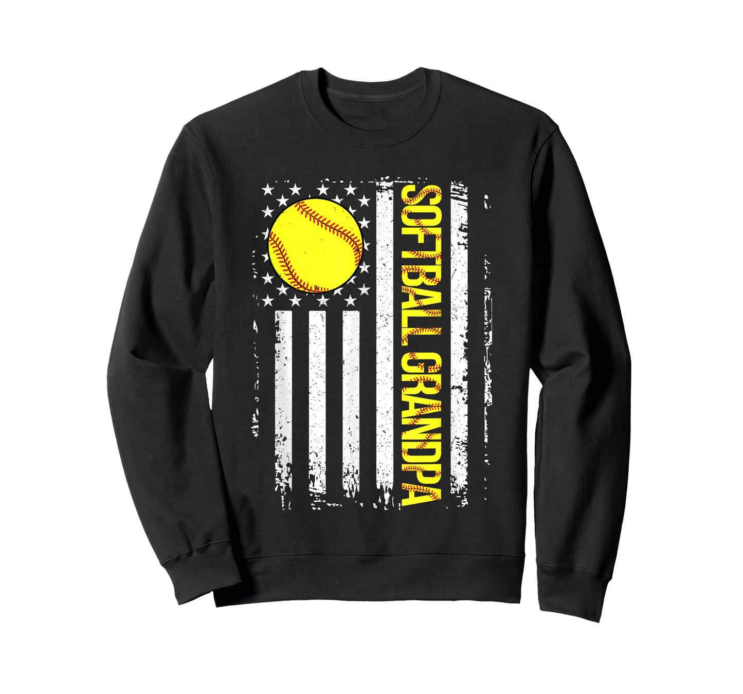 Softball Grandpa American Flag Vintage ic Game Day T-Shirt