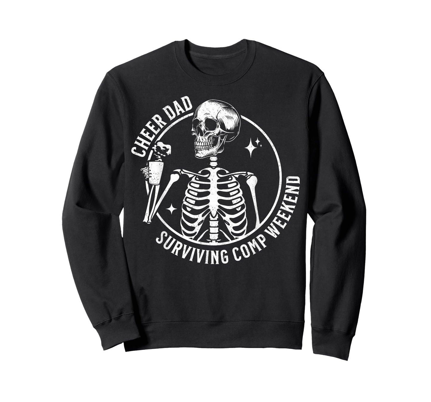 Skeleton Coffee Cheer Dad Surviving Comp Weekend Fathers Day T-Shirt
