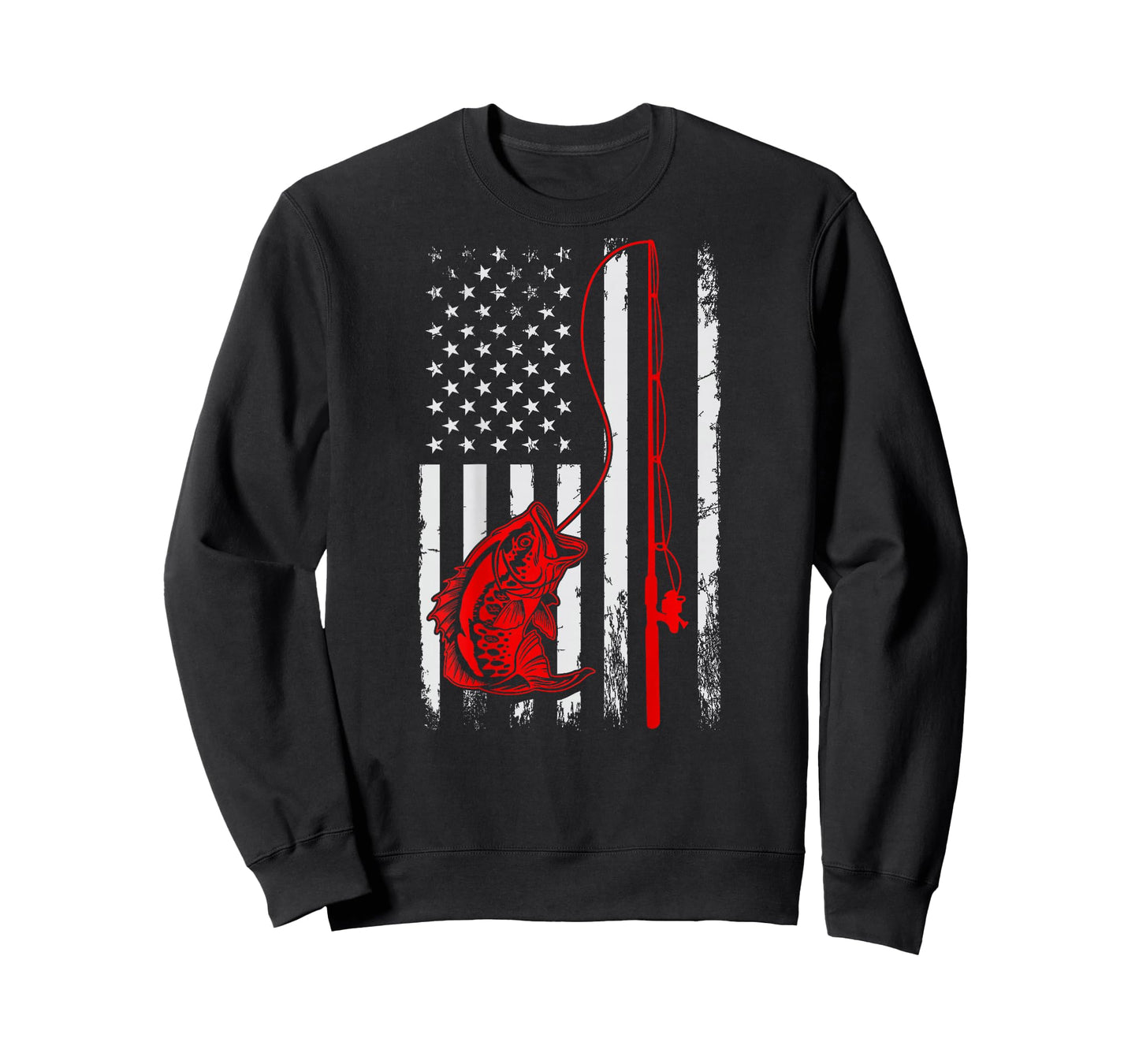 American Flag Fishing Rod Bass Fishing Vintage Fisherman T-Shirt