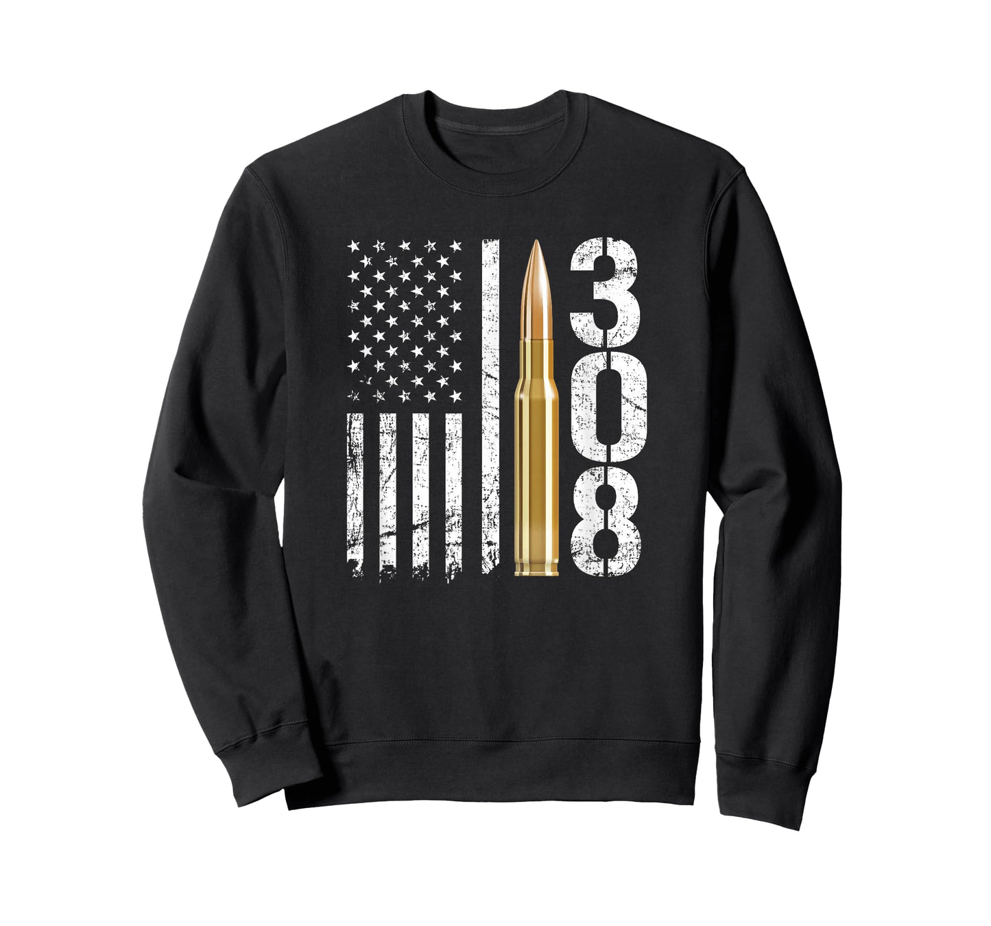 .308 Gun Ammo Bullet 308 Calibre Rifle USA Flag T-Shirt