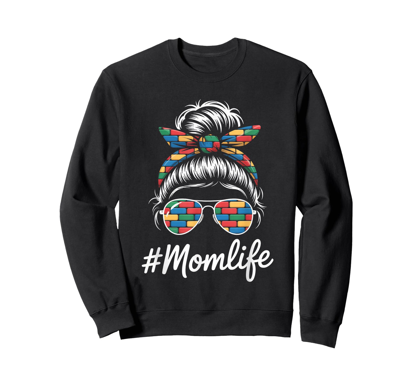 Building Block Messy Bun Mom Life Mothers Day Master Builder T-Shirt