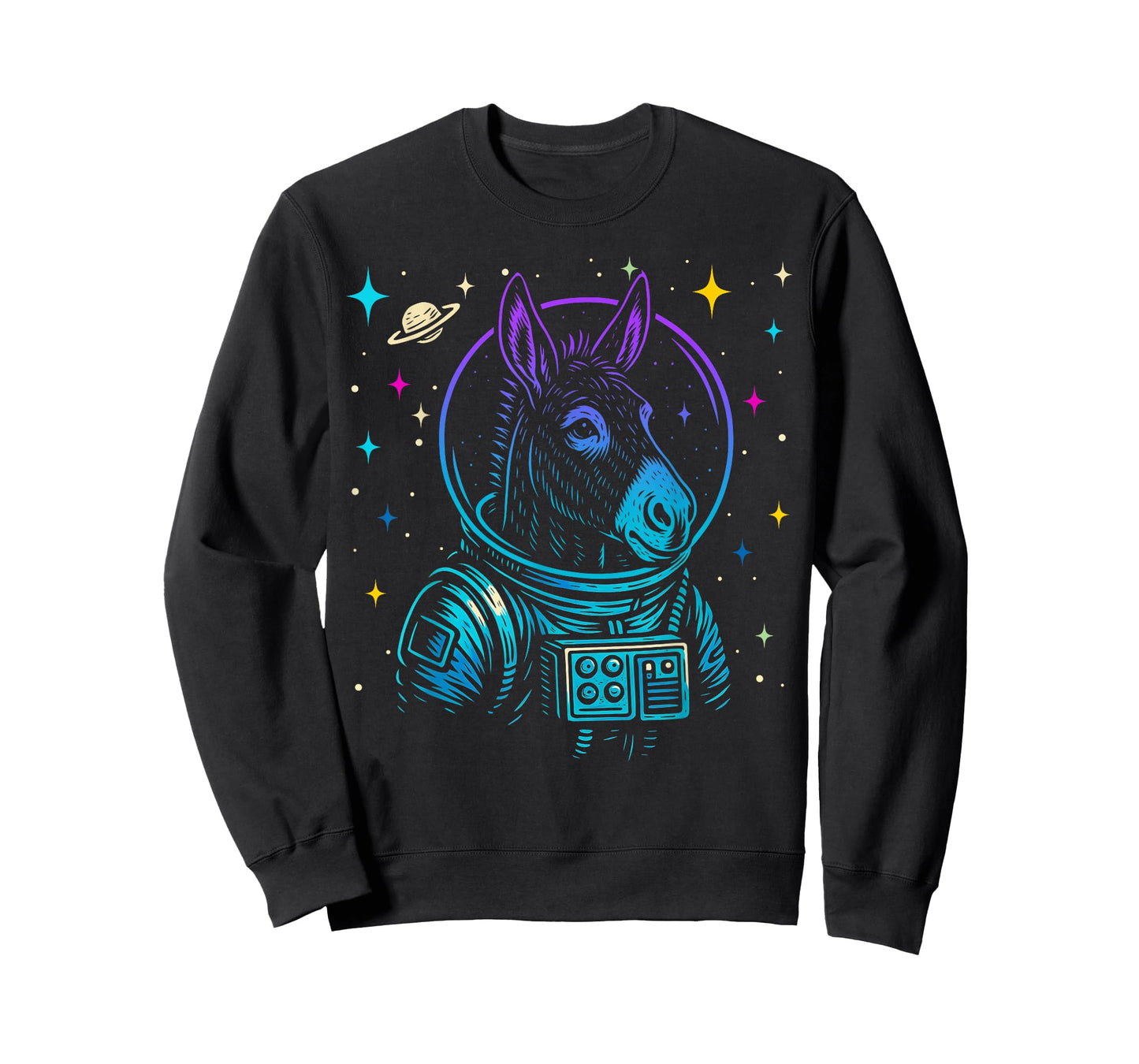 Colorful Astronaut Donkey Space Galaxy Farm Animal T-Shirt