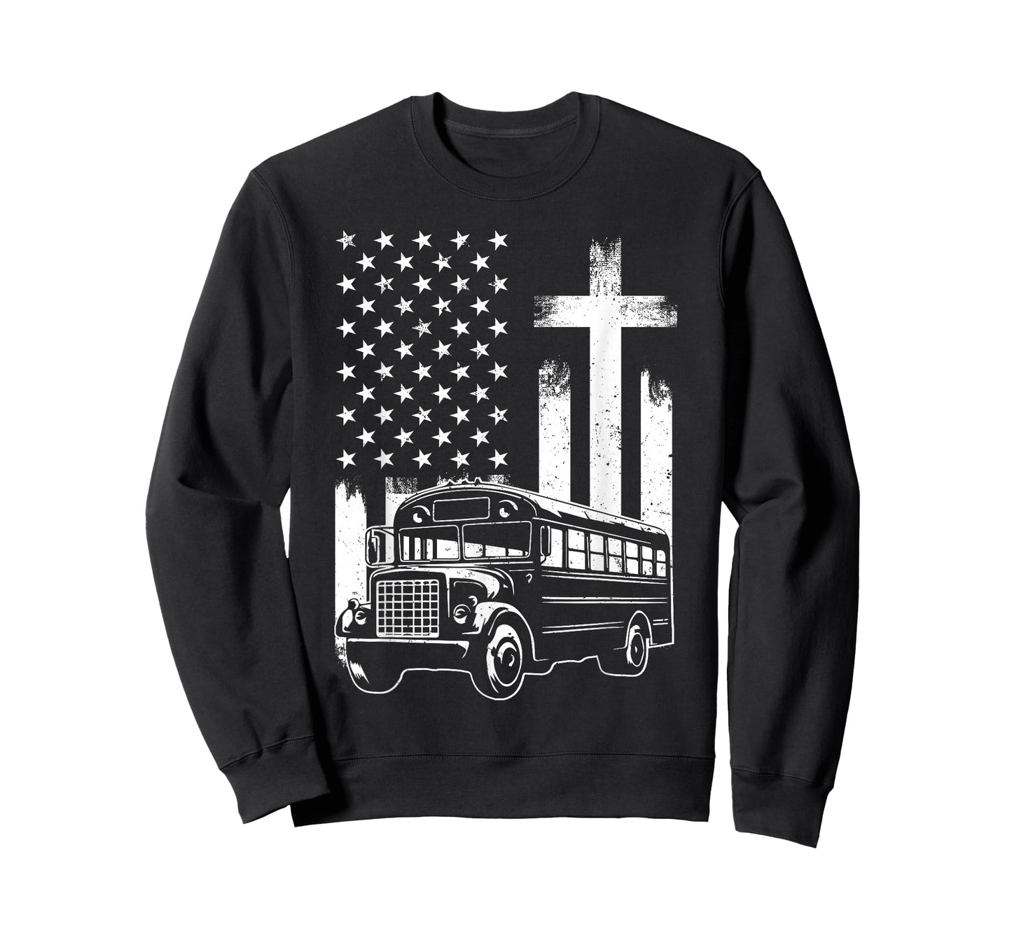 Bus Driver Patriotic Christian USA Flag School Bus Driver T-Shirt