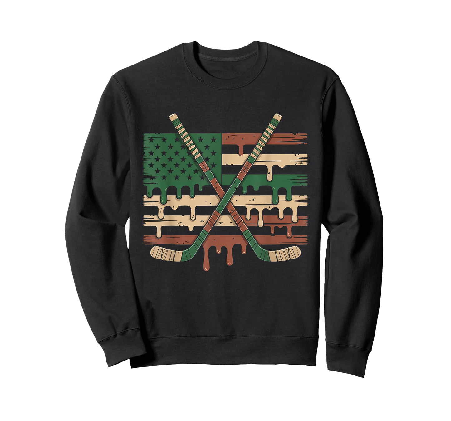 Hockey Ice Cream Drip Camo USA Flag T-Shirt