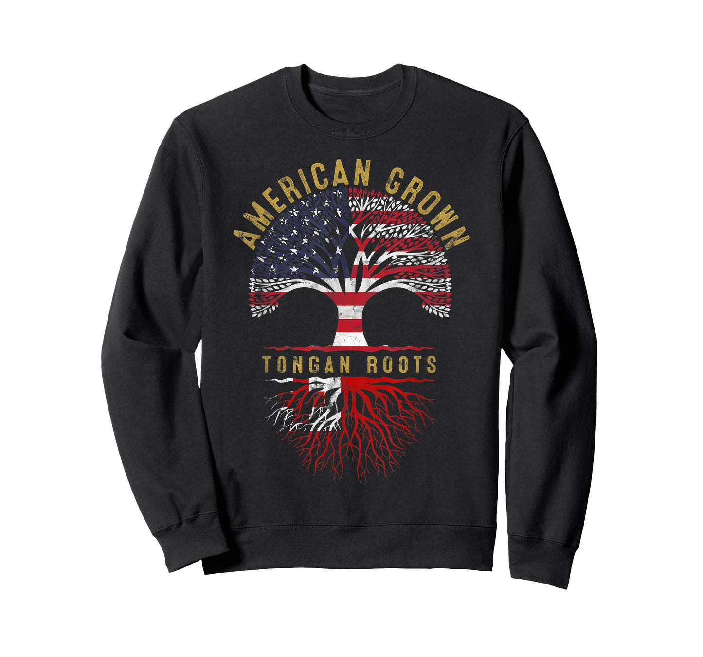 American Grown Tongan Roots Tree Flag Family Heritage T-Shirt