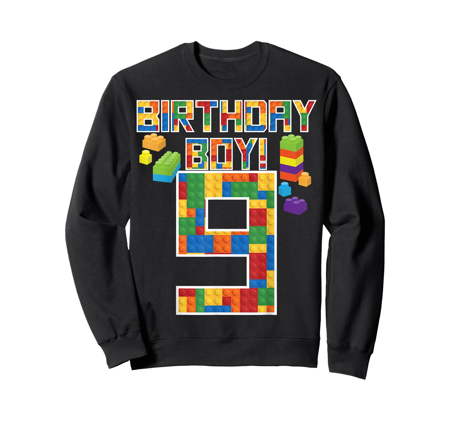Cute 9th Birthday Gift 9 Years Old Block Building Boys Kids T-Shirt