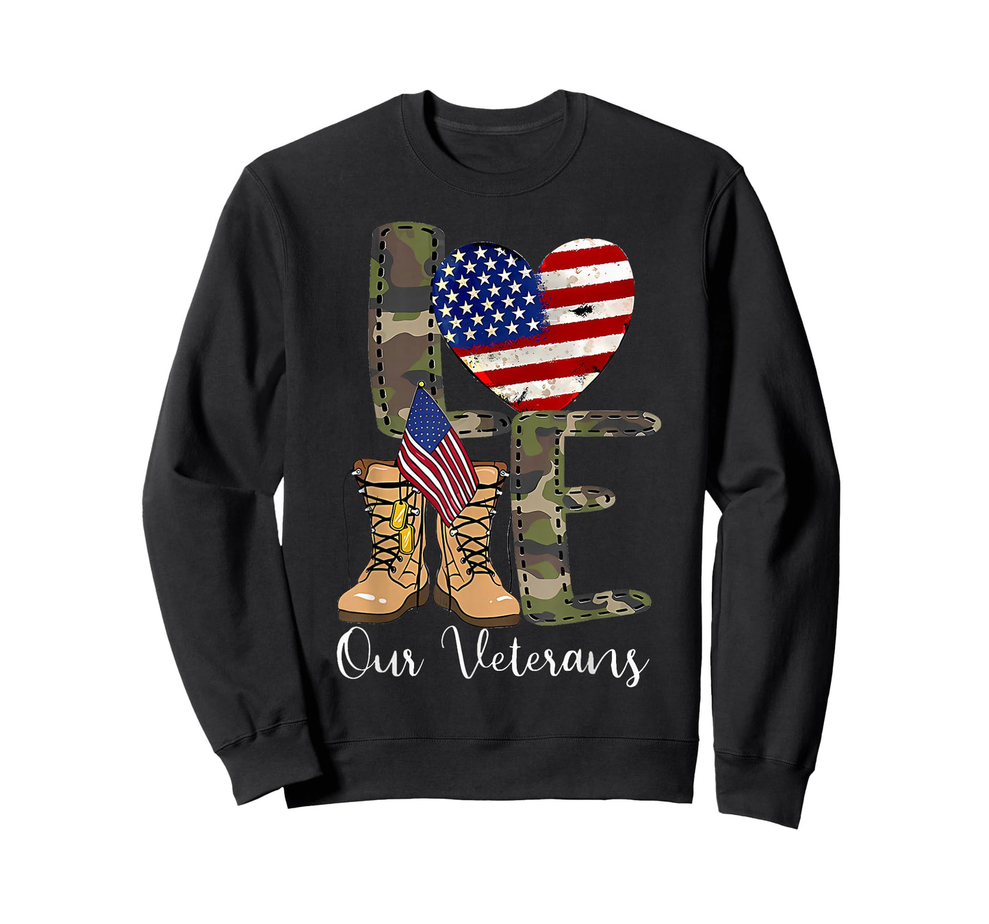 Love Our Veterans Day Proud Military American Flag T-Shirt