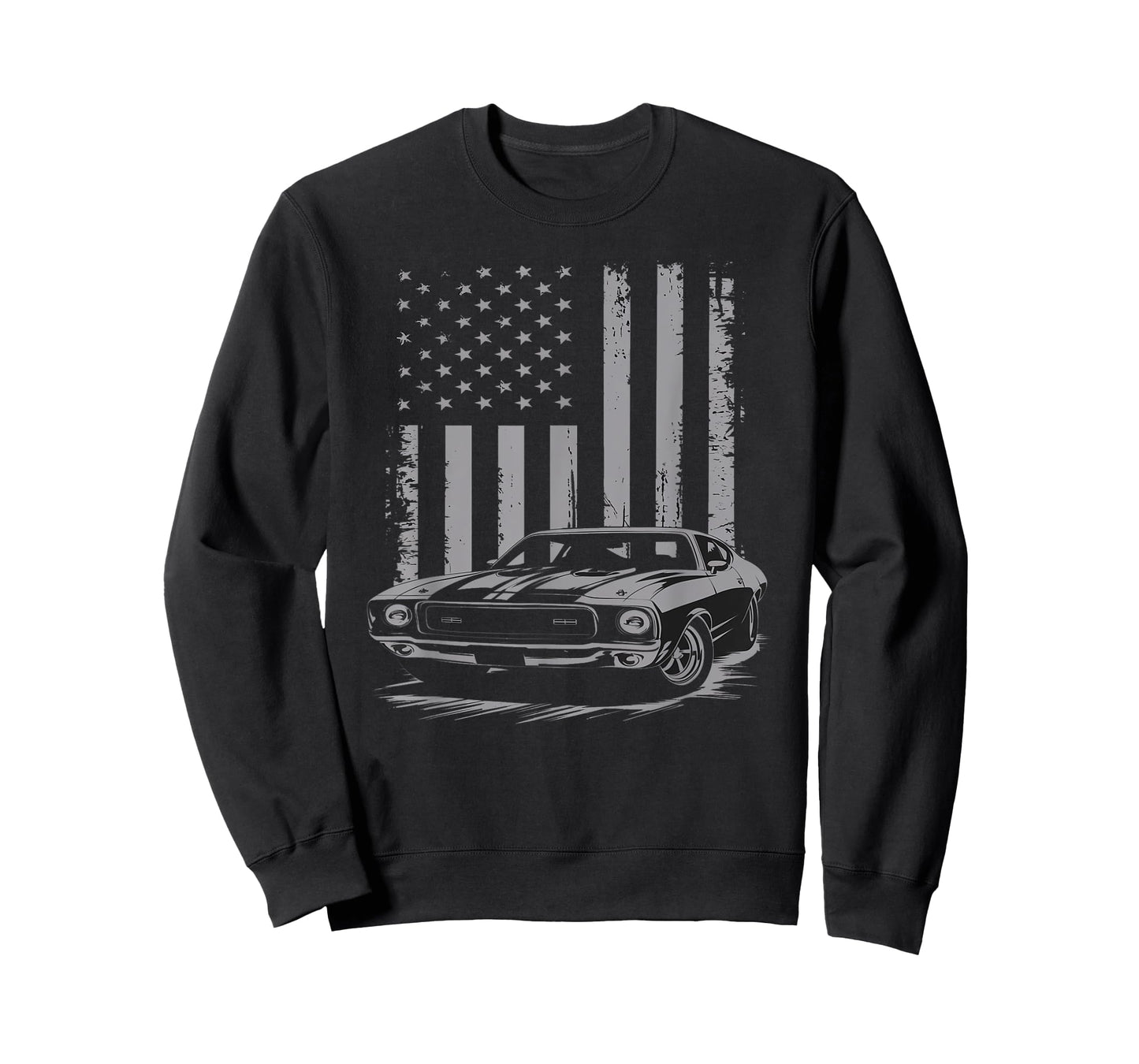 Vintage American USA Flag Muscle Car Enthusiast Fan Men Guy T-Shirt