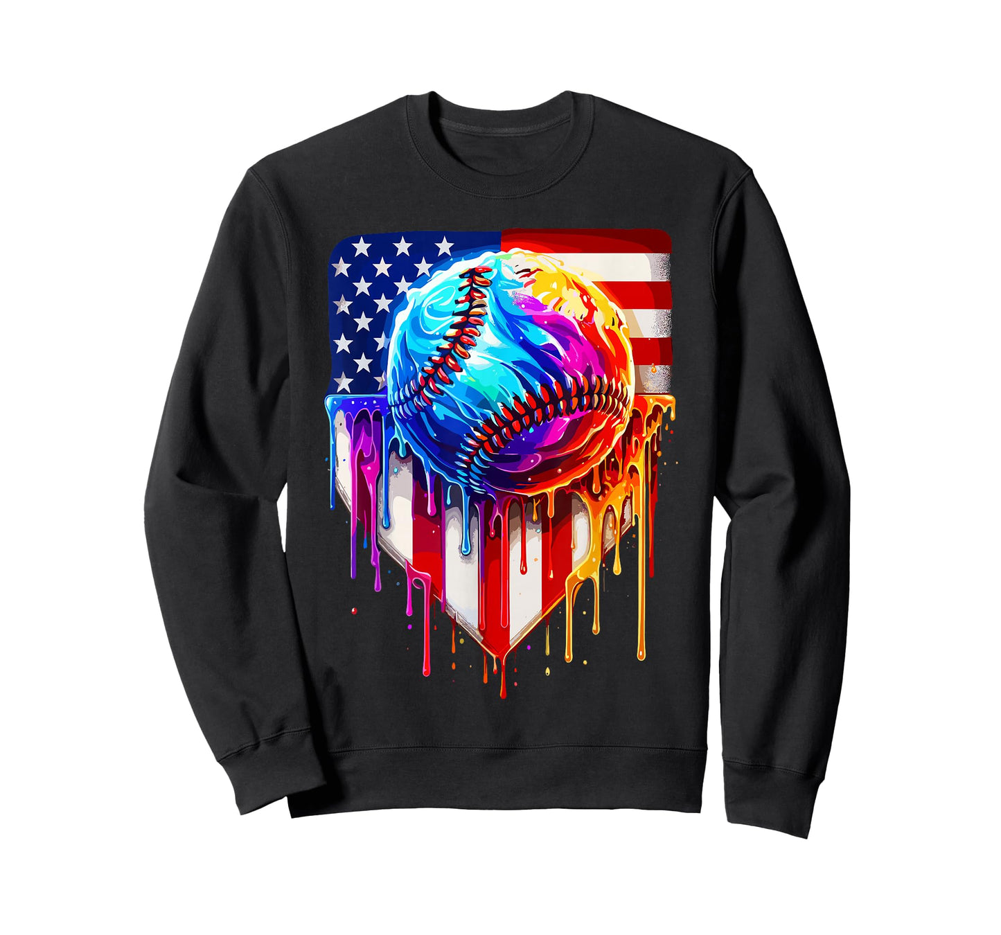 Baseball Ice Cream American Flag Drip T-Shirt