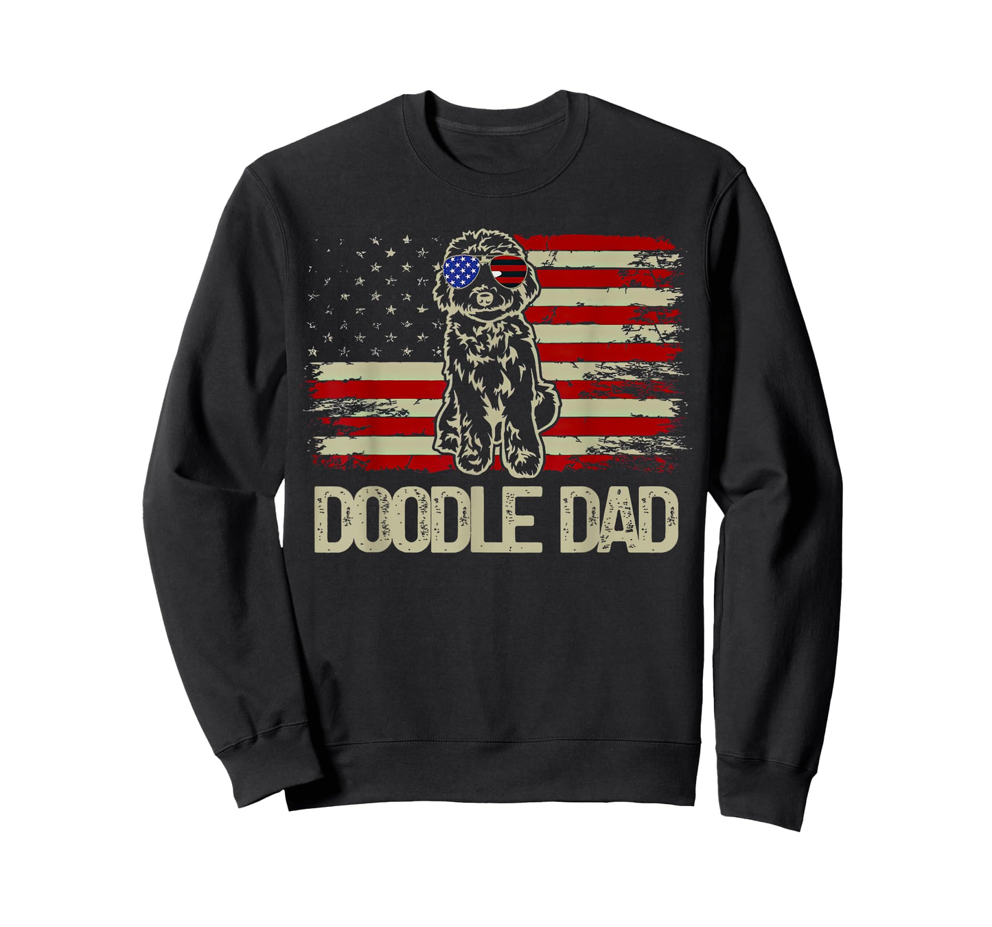 Patriotic Doodle Dad Goldendoodle American Flag 4th of July Women Men T-Shirt