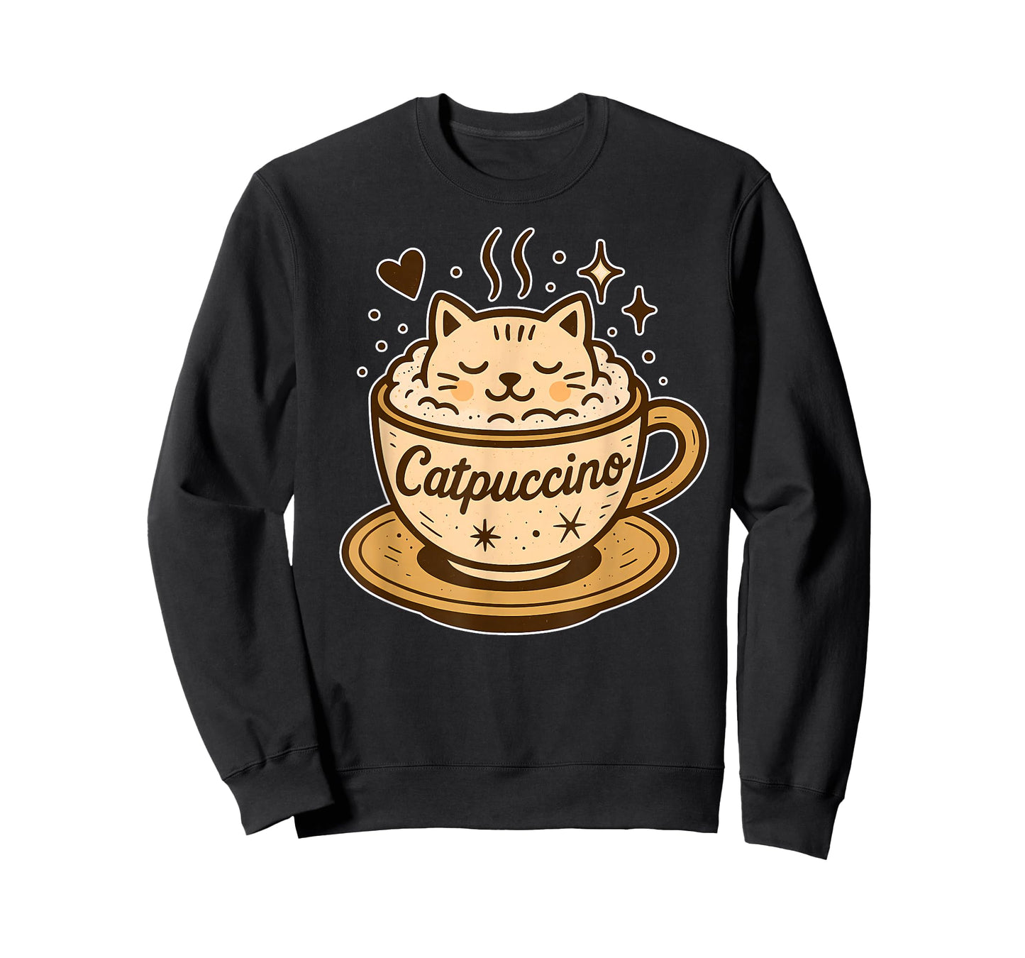 Coffee & Cats Lover Cute Funny Catpuccino Cappuccino Cat Pun T-Shirt