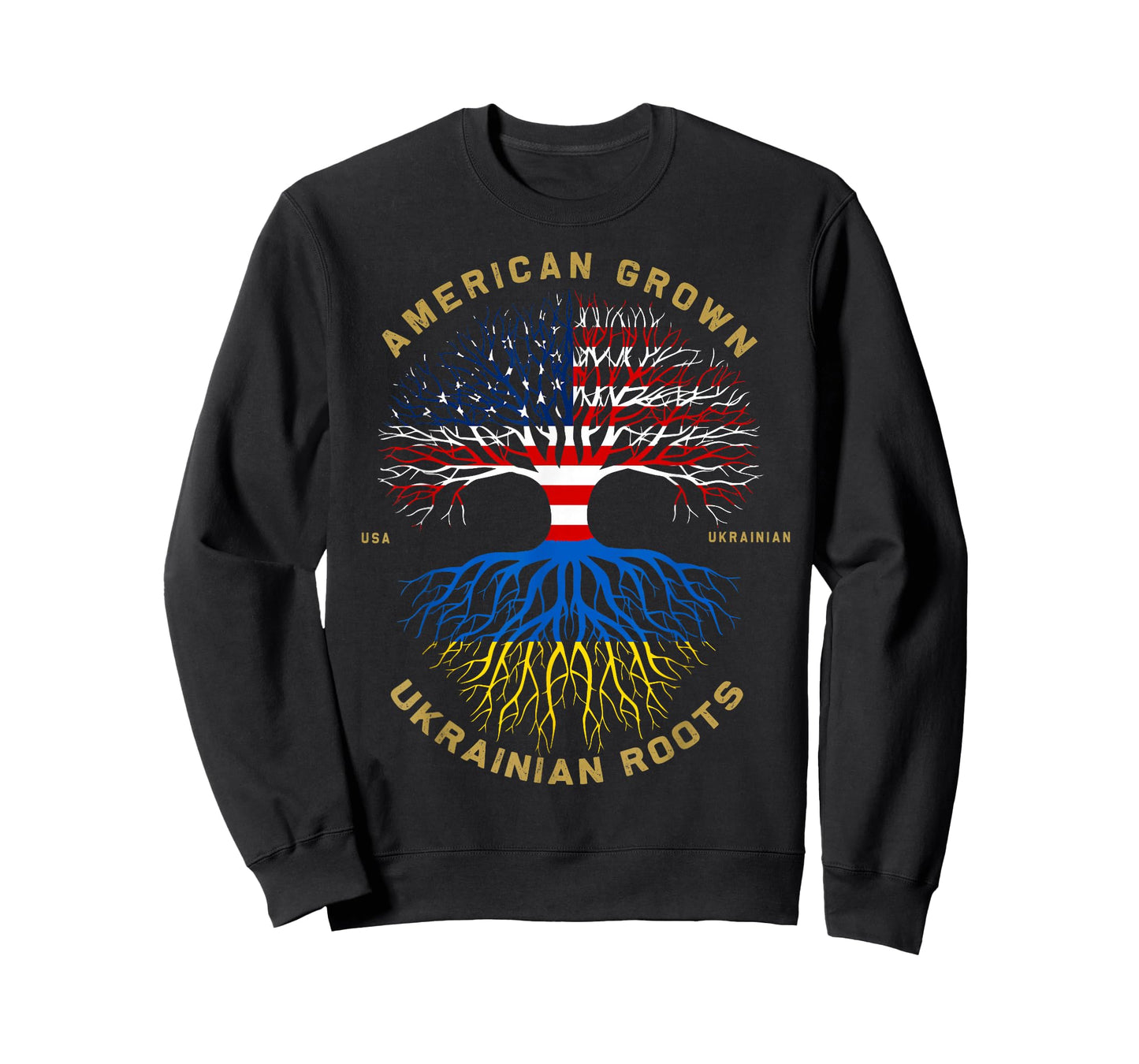 American Grown with Ukrainian Roots Tree Vintage USA Flag T-Shirt