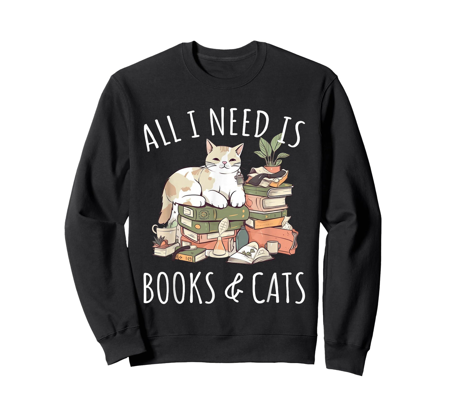 All I need is Books & Cats Women Reading Cat Lover T-Shirt