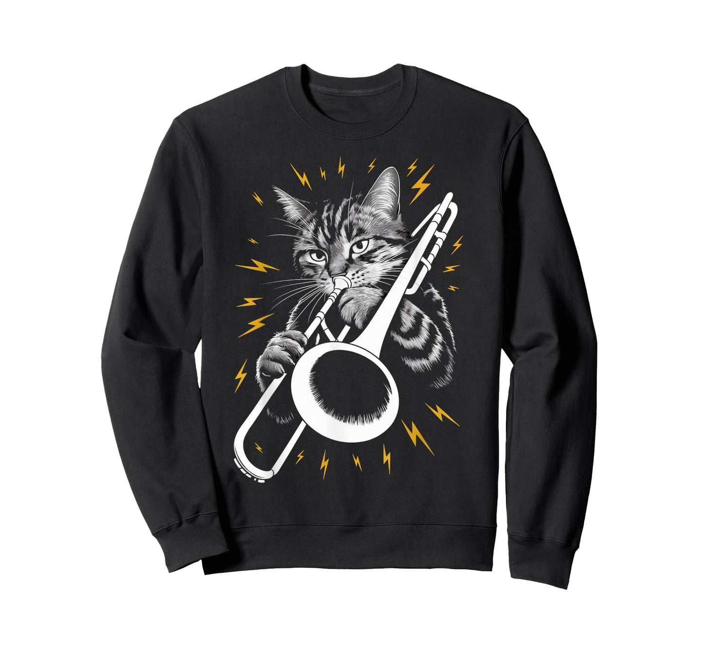 Musik Cat Playing Trombone instrument on Cat Trombonist T-Shirt