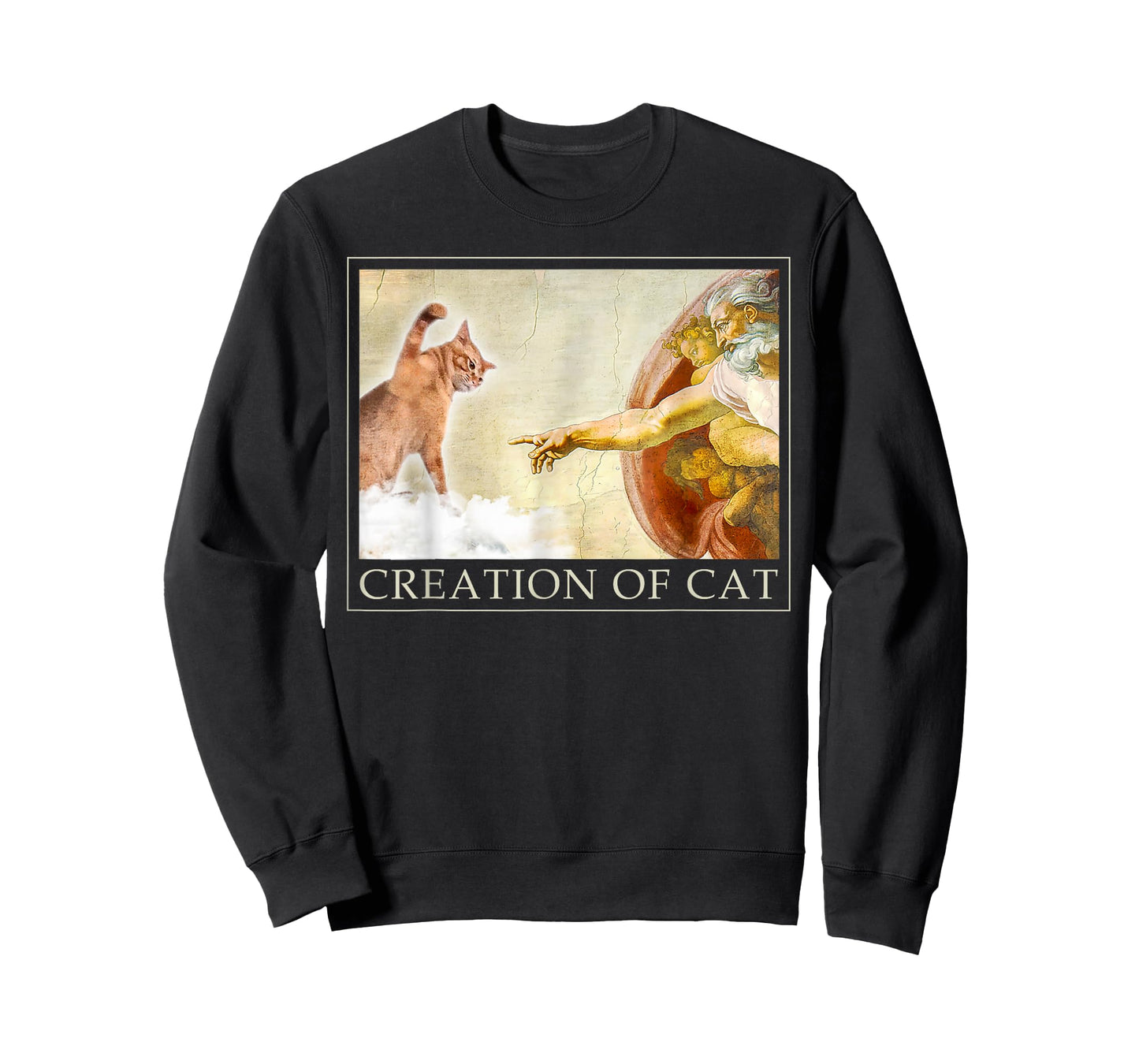 Funny Cat God Creation of Adam Meme Michelangelo Jesus Art T-Shirt